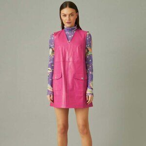 Cras Kiki Pink Vegan Leather Croc Print Dress Sz 36/ Small